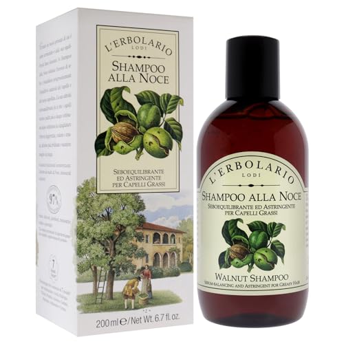 L'Erbolario Walnut Clarifying Shampoo for Oily Hair - Citrus Scent, 6.7 Fl Oz