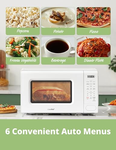 Countertop Microwave Oven 0.7 Cu.Ft 700W White - Modern Style, Child Lock