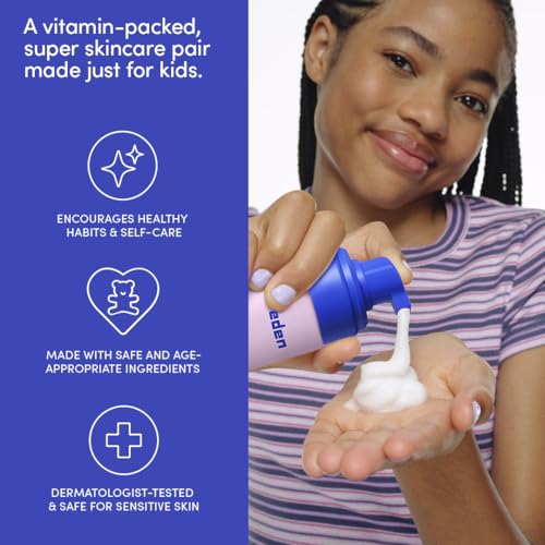 Evereden Kids Happy Face Duo Cool Peach and Baby Lip Balm - Multi-Vitamin Kids Face Wash, Face Cream and Baby Lip Balm Set - Clean & Vegan Skin Care Toddlers 3+ - Moisturizing & Comforting