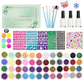 Temporary Glitter Tattoos Kit for Kids 48 Colors 6 Fluorescent 207 Stencils 2 Diamond Stickers 3 Glue 5 Brushes Arts Make Up Kit Party Christmas Halloween