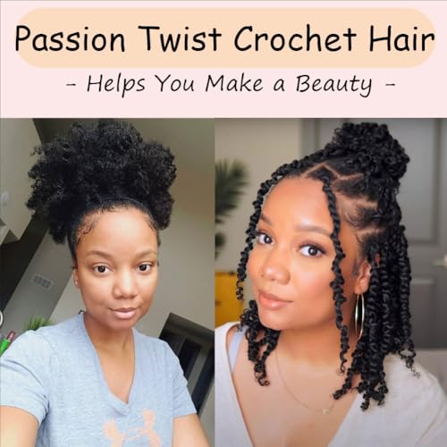 LOS MOEER 8 Pack Passion Twist Crochet Hair 10 Inch 1B Pre-Twisted Soft Lightweight