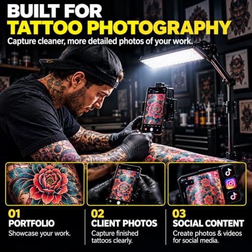 Photography Tattoo Light with Polarized Anti-Glare LED, 120 LEDs & CPL Filter for Tattoo Artists