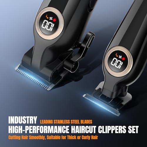 Cordless Hair Clippers for Men with LED Display - Professional Trimmer Set Black1