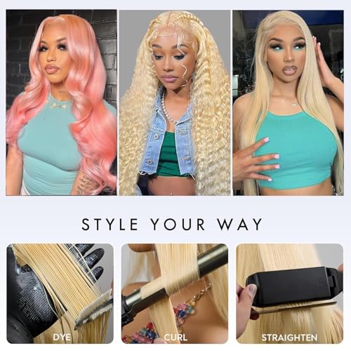 KAFEIER 613 Blonde Lace Frontal Closure 13x6 Transparent HD Swiss Lace Straight Virgin Remy Human Hair - 12 Inch, Variation 613# 13X6 Closure ST