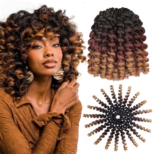 8 Inch Wand Curl Hair Extensions - 5 Packs of Synthetic Crochet Braid - Jamaican Bounce