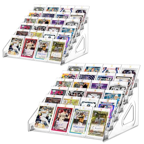 7-Tier Acrylic Card Display Stand for Trading & Sports Cards - Portable & Space-Saving