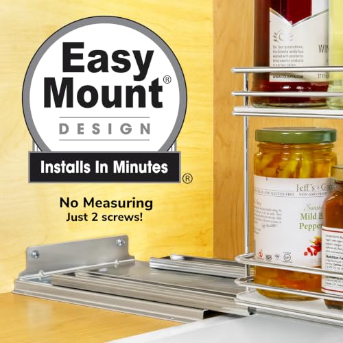 Chrome 2-Tier Pull-Out Spice Rack for Cabinets - 10-1/4 Inch Wide