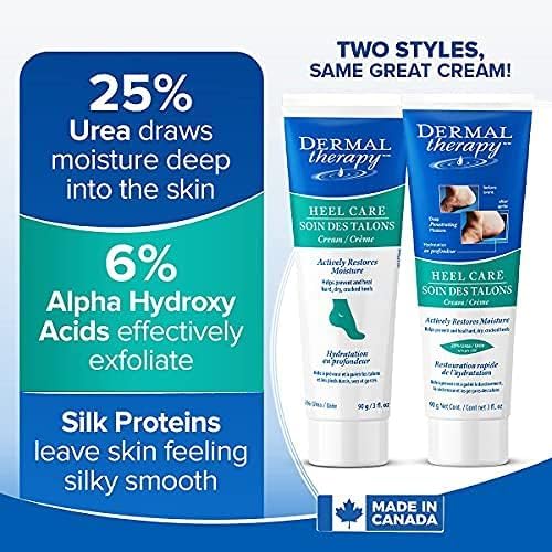 Dermal Therapy Heel Care Cream - Moisturizing Treatment that Repairs and Heals Dry, Rough, Cracked Heels and Feet | 25% Urea and 6% Alpha Hydroxy Acids (3oz+8oz Bundle)