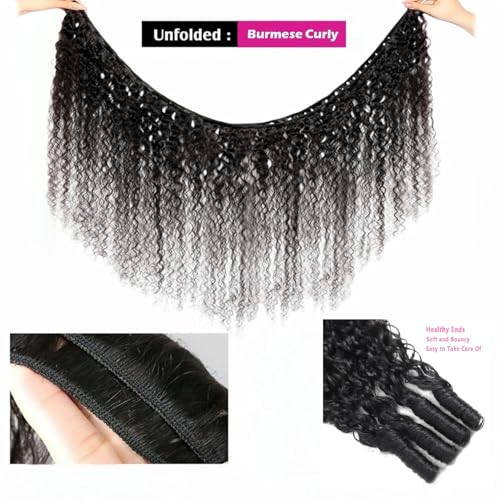 Burmese Curly Human Hair Bundles 12, 14, 16 Inch Natural Color Water Wave Extensions - 3 Bundles
