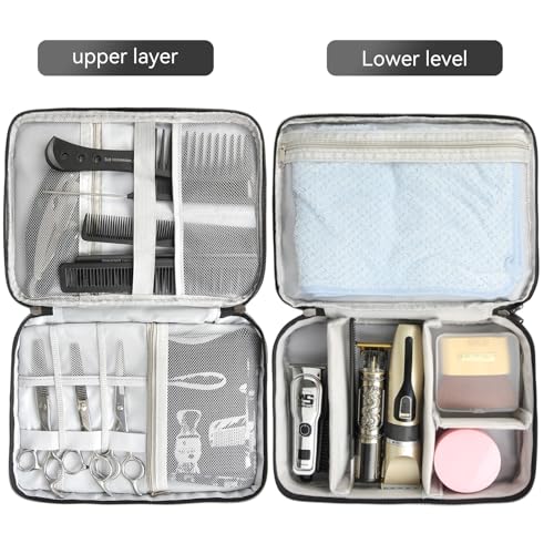 Barber Case Barber Tool Bags Barber clipper Bag Barber Cases for Clippers and Supplies Professional Barber Accessories Kit Hair Cutting Scissors Storage Bag Shaving Kits (Black)