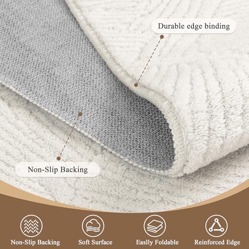 Ileading 6x9 ft Beige Tropical Banana Leaf Area Rug, Non-Slip Fluffy Carpet for Living Room & Bedroom