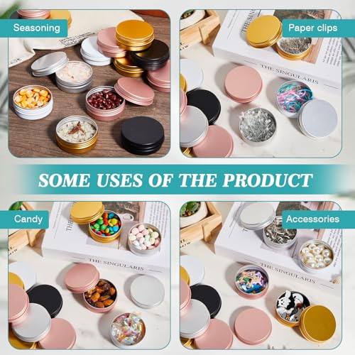 50 Pack 1 oz Aluminum Tin Cans with Lids Bulk, Refillable Metal Tin Containers for Lip Balm, Salve, Cream, Travel Cosmetic Subpackage Jars, Valentines DIY Candle & Crafts (5 Colors)