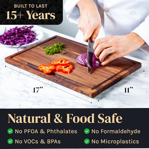 Large American Black Walnut Cutting Board - Made in USA, 17 x 11 Inches, Non-Toxic