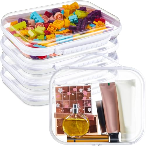 Clear Zipper Case Set with Handle - 9.8 x 7.9 x 2 Inches - White, 4 Pack