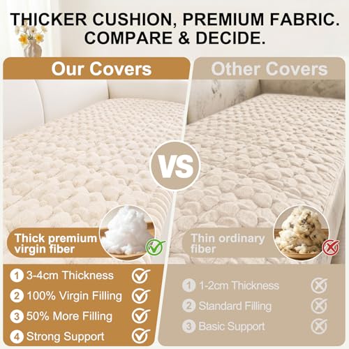 Smiry Pet Couch Cover Cream 43x82.7 Inches Non Slip Fuzzy Sofa Protector