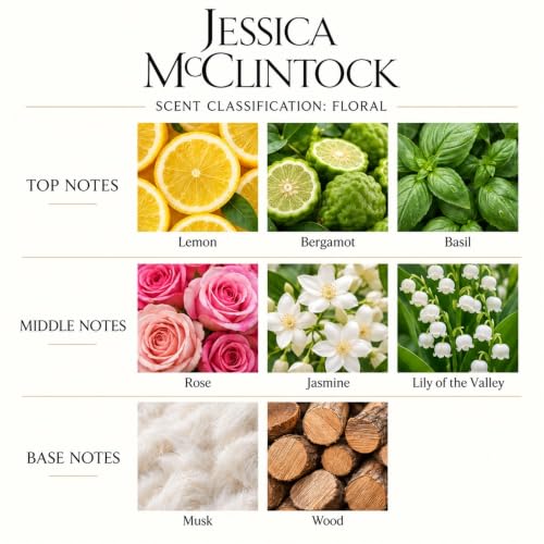 Jessica McClintock 3.4 oz Eau De Parfum Spray for Women - Fruity Floral Fragrance with Citrus, Ylang Ylang, Rose & Jasmine - Long-Lasting Romantic Scent - Variation of THIS listing