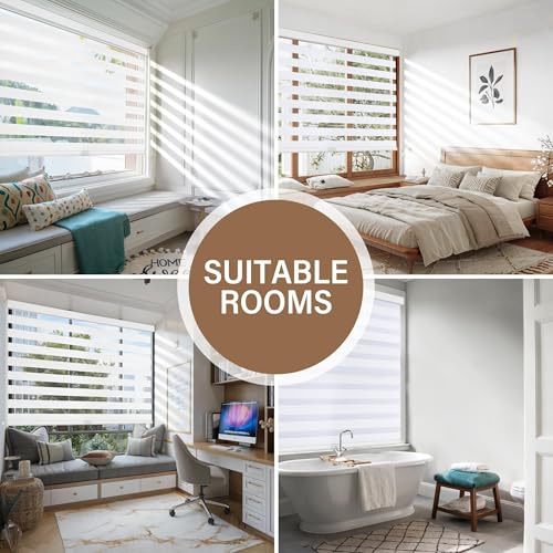 AOSKY Cordless Zebra Blinds for Indoor Windows 59x72 White - Light Control & Privacy