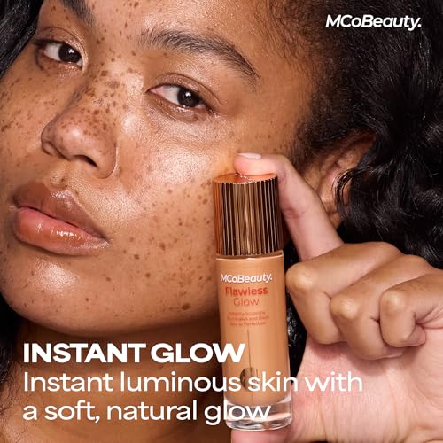 MCoBeauty Flawless Glow Luminous Skin Filter - 3 Light - 4-in-1 Luminous Primer, Foundation Booster & Liquid Highlighter with Squalane - Radiant Glow Complexion Perfector Face Makeup