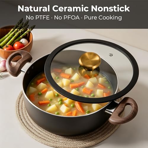 Non-Stick Ceramic Cookware Set 11 Pieces - Space-Saving Pots & Pans for Small Kitchens