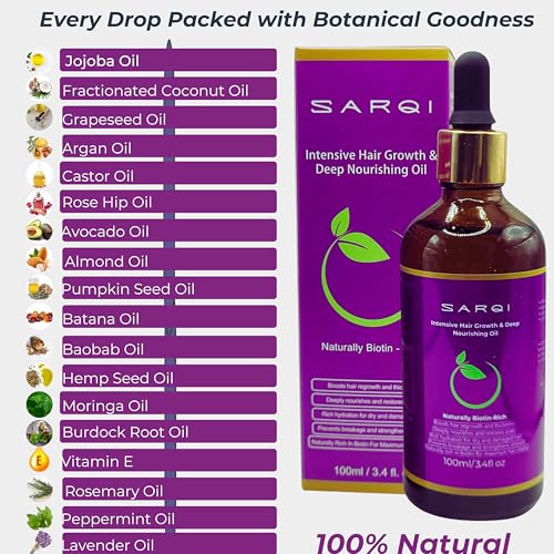 Natural Hair Growth Oil with Biotin & Botanical Oils for Thicker, Stronger Hair - 100ml