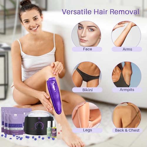 Black Waxing Kit for Women with Wax Warmer & 28 Items - Brazilian & Bikini Hair Removal
