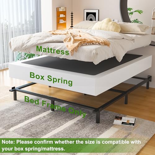 Queen Bed Frame 7 Inch Steel Platform for Box Spring and Mattress - Black