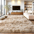 9x12Ft Shaggy Area Rug - Fuzzy Tie Dye Camel Living Room Carpet