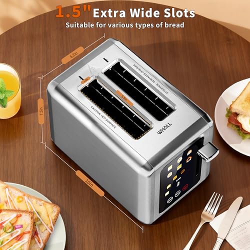 Full Touch Screen Toaster 2-Slice Smart Toaster for Bread - Silver