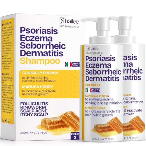 Psoriasis & Eczema Shampoo with Manuka Honey – 6.76 Fl Oz Pack of 2 for Flaking & Itchy Scalp