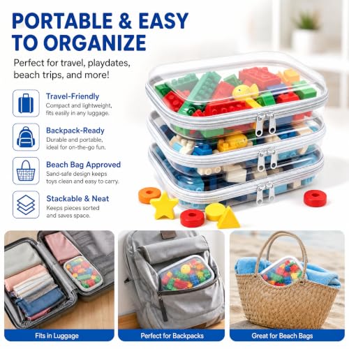 White 3-Pack Transparent Hard Shell Zipper Travel Organizer Pouches