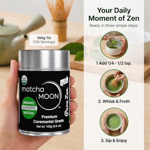 3.52 Ounce Matcha Powder - Premium USDA Organic Ceremonial Green Tea from Uji Kyoto