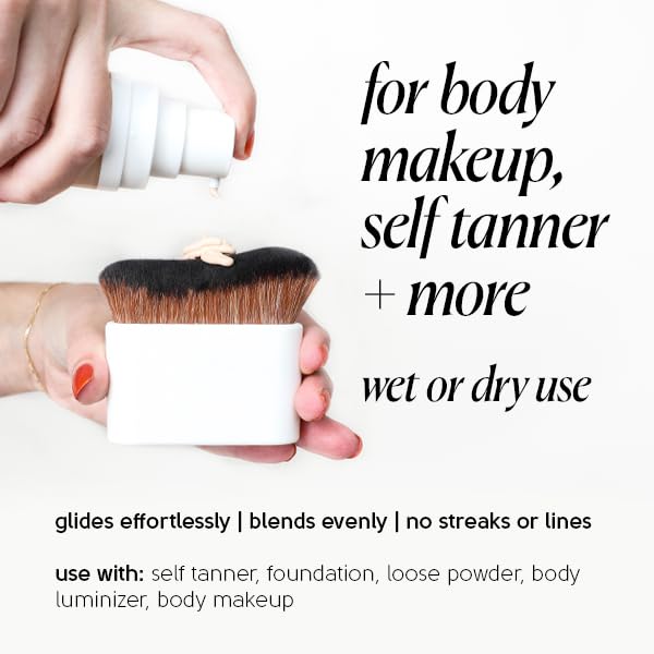 Tinge Body Kabuki Brush for Self Tanner & Makeup Application - Soft Synthetic Bristles, Travel-Friendly
