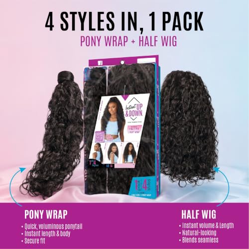 Sensationnel Instant Updown Half Wig & Ponytail Wrap - 1B Off Black