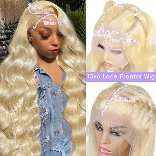28 Inch Blonde Lace Front Wig Human Hair 13x6 HD Frontal Body Wave 613 - Full & Thick