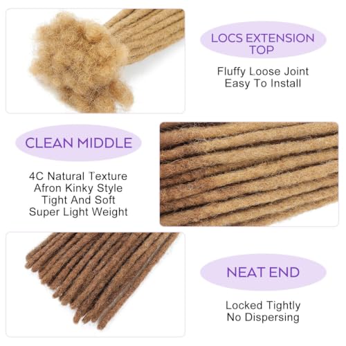 8-Inch Human Hair Dreadlock Extensions T27/613# - 0.6CM Width, 30 Strands, Full Head