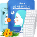 LitBear Acne Pimple Patches- Day and Night 4 Sizes 180 Dots Thin & Thick Hydrocolloid Patches with Witch Hazel, Tea Tree & Calendula Oil, Pimple Stickers for Covering Zits, Blemishes, Spots, Acne Dots