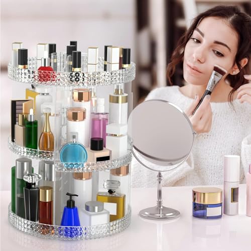 Famitree X-Large 360 Rotating Makeup Organizer - Clear Acrylic, 7 Layers