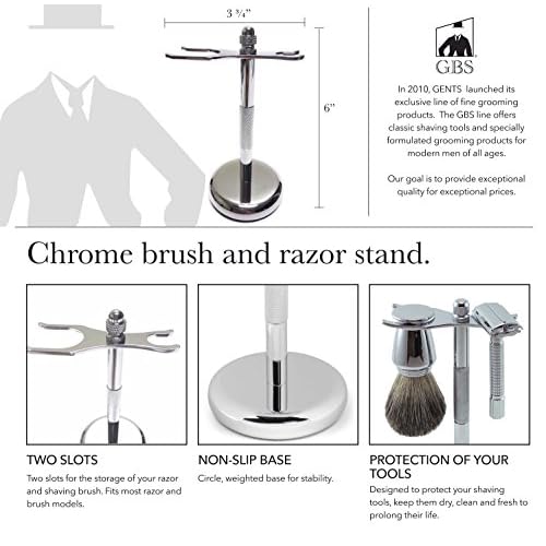 G.B.S Short Handle Safety Razor, Pure Badger Shaving Brush, Brush and Razor Stand, Bowl, Glycerin Natural Soap and 25 Blades