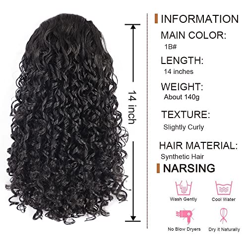 Black Curly Ponytail Extension Drawstring Hairpiece for Black Women