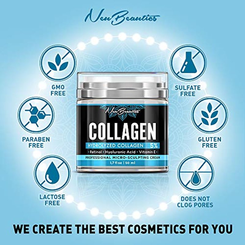 Collagen Cream For Face - Anti Aging Night Women Made In USA Wrinkle With Retinol Hyaluronic Acid Firming & Hydrating Effect Facial Cream, 50 ml