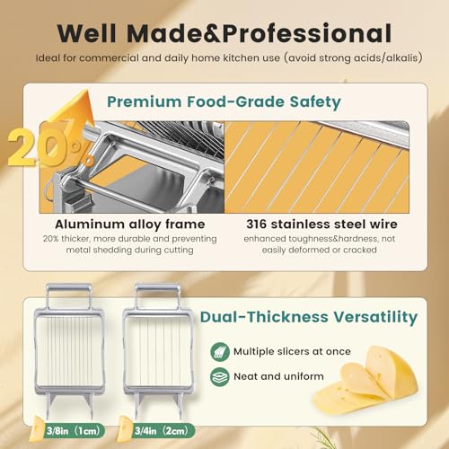 Huanyu Commercial Cheese Slicer with Stainless Steel Blades, Adjustable Thickness