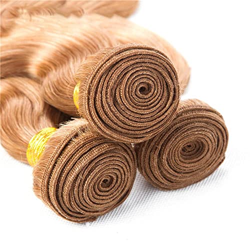 Brown Human Hair Bundles 28 Inch Body Wave - 30# Virgin Hair, Double Weft, 100G/PC, Unprocessed Brazilian