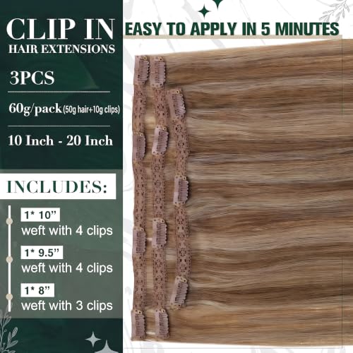 Clip in Hair Extensions 14 Inch Dark Blonde 60g 3pcs - Variation A-02-#10P16