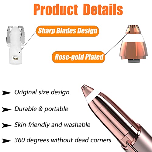 Flawless Replacement Heads for Flawless Hair Remover, 4 Pieces Replacement Blades for Finishing Touch Flawless Facial Hair Remover with 2 Cleaning Brushes