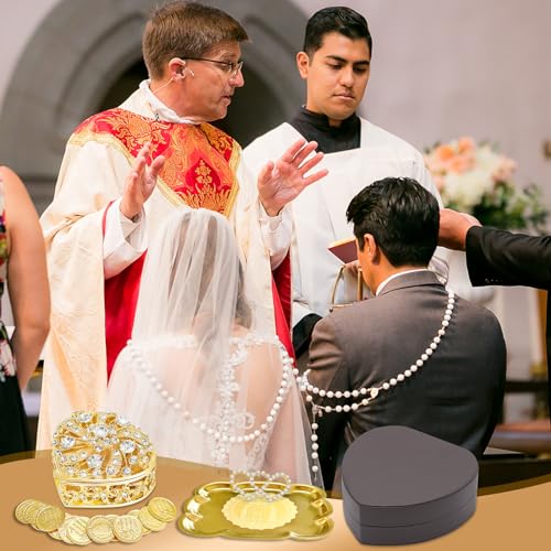 Catholic Wedding Arras Set with Lazo and Coins - Wedding Ceremony Accessories