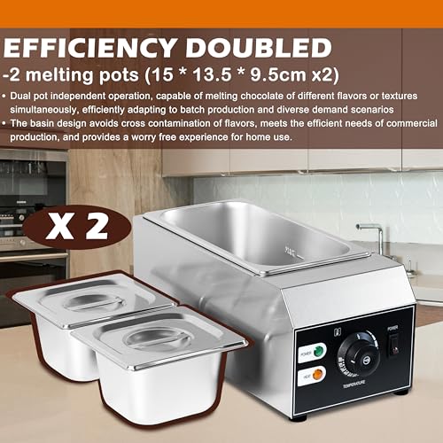 Commercial 2-Tank Chocolate Cheese Melter 1000W for Bakery & Dessert Use