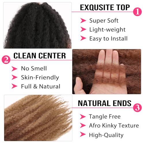 24 Inch Ombre Marley Twist Braiding Hair - 8 Packs, Pre-Fluffed & Easy to Style