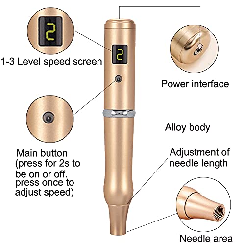 Wireless Permanent Makeup Pen Kit with 10 Needles - Golden Variation