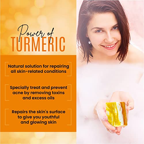 Organic Turmeric Soap Bar for Face & Body – Handcrafted Natural Skincare – Pack of 6 – Soothe & Brighten Skin