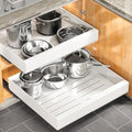 White Expandable Pull Out Cabinet Organizer 2-Pack for Kitchen Base Cabinets